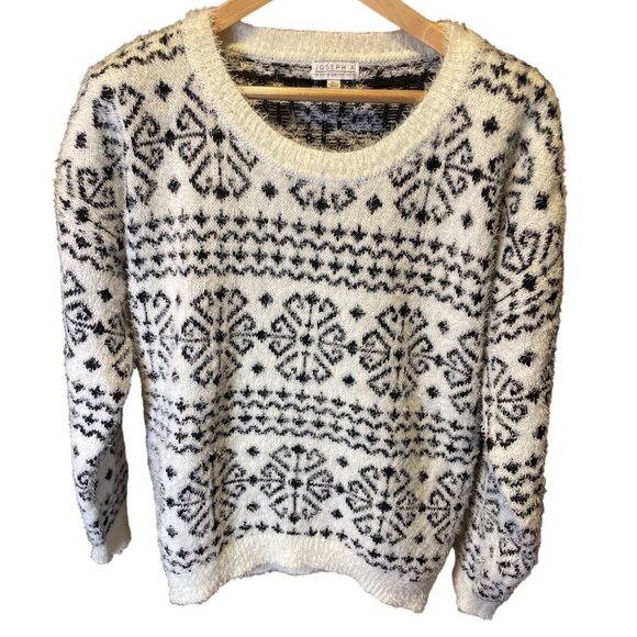 Joseph A Black White Black Patterned Soft Crew Neck Knit Sweater Sz XL - Picture 1 of 9